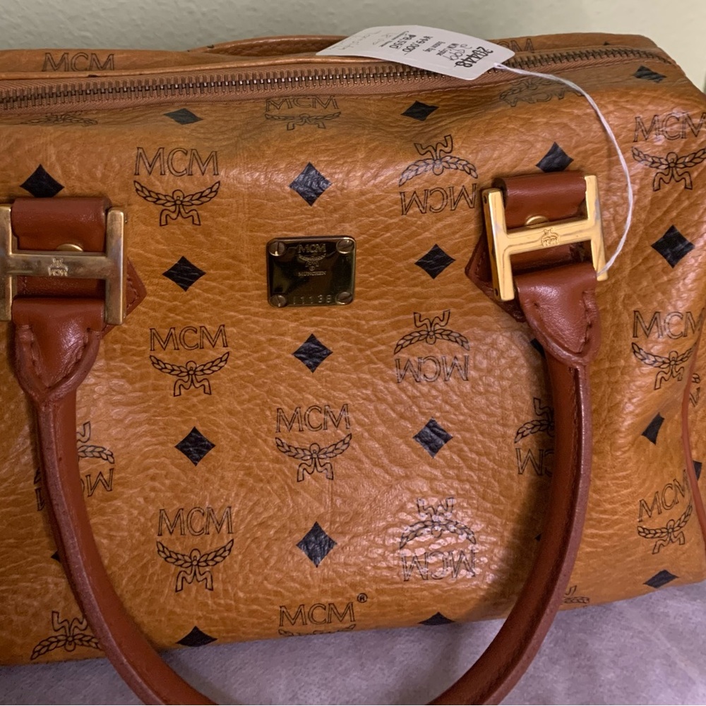 MCM Tan Satchel with Gold Accents - Picture 4 of 9